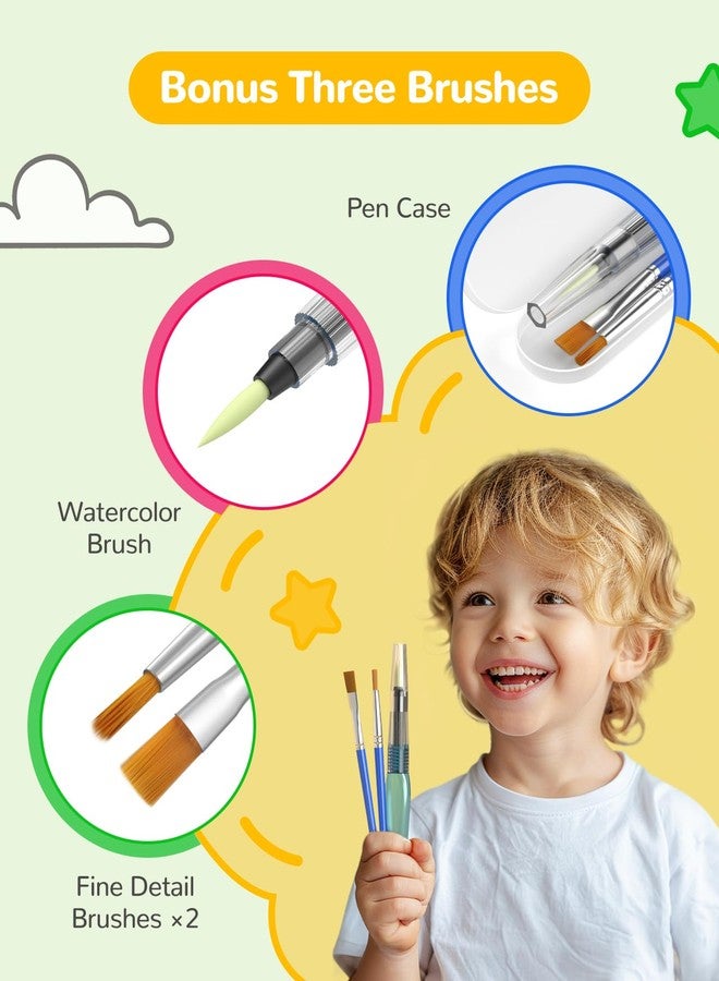 TECJOE Paint with Water Coloring Books for Toddlers, Dinosaur Series Watercolor Set with 3 Brushes, Mess Free Painting Activity for Kids Ages 4 5 6 7 8, Christmas Gifts Arts & Crafts Toy - Image 4